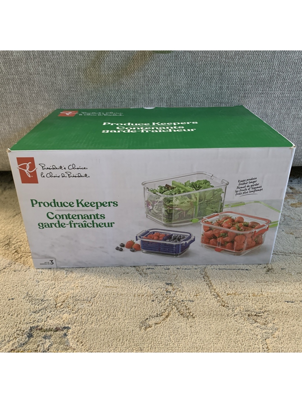 Set of 3 Produce Keepers President's Choice New Open Box